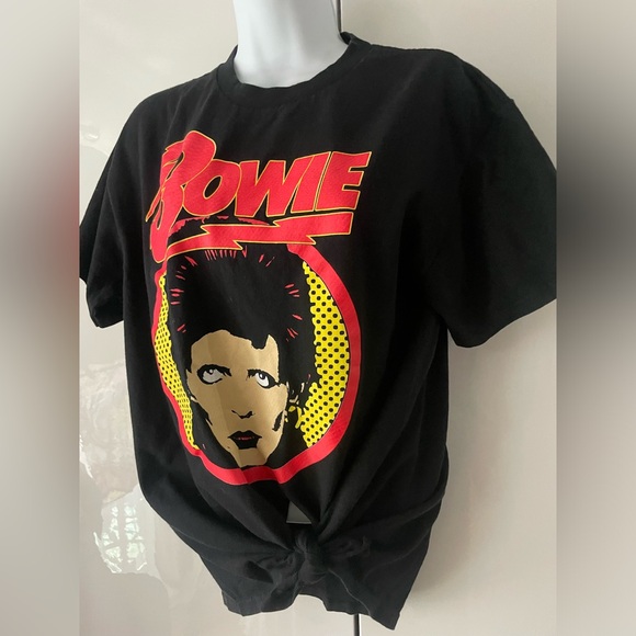 Black David Bowie front tie tee shirt Medium - Picture 2 of 5